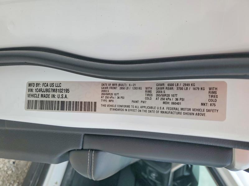 Продаж на аукціоні авто 2021 Jeep Grand Cherokee, vin: 1C4RJJBG7M8102195, номер лоту: 51150296