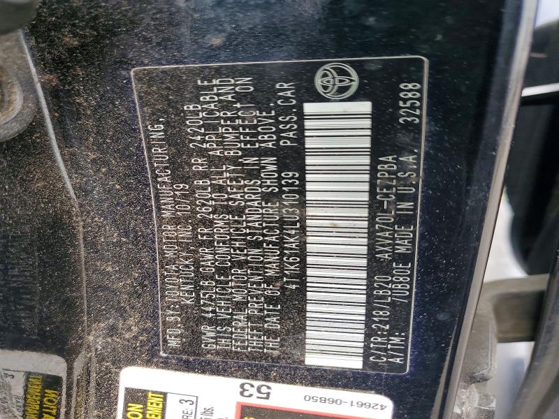 Продаж на аукціоні авто 2020 Toyota Camry, vin: 4T1K61AK4LU310139, номер лоту: 48145116