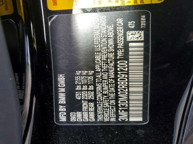 Aukcja sprzedaży 2024 Bmw M2, vin: 3MF13DM02R8D91200, numer aukcji: 49344326