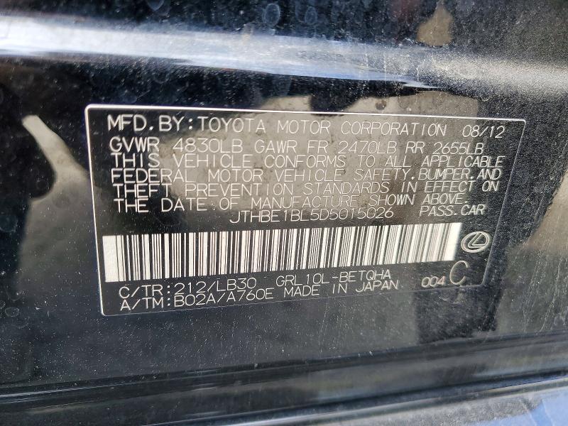 Aukcja sprzedaży 2013 Lexus Gs 350, vin: JTHBE1BL5D5015026, numer aukcji: 49781106