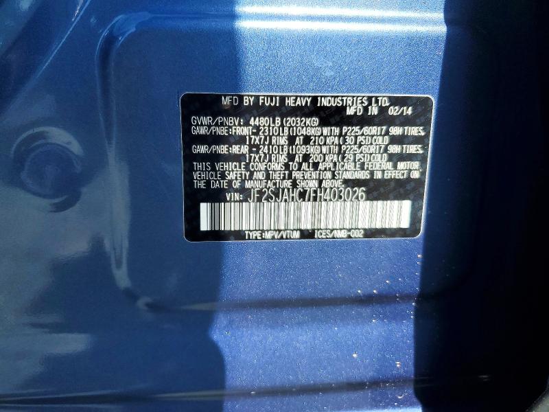 Aukcja sprzedaży 2015 Subaru Forester, vin: JF2SJAHC7FH403026, numer aukcji: 49060146