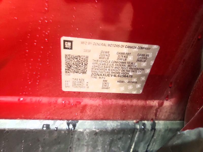 Aukcja sprzedaży 2020 Chevrolet Equinox, vin: 2GNAXUEV4L6156475, numer aukcji: 50907676