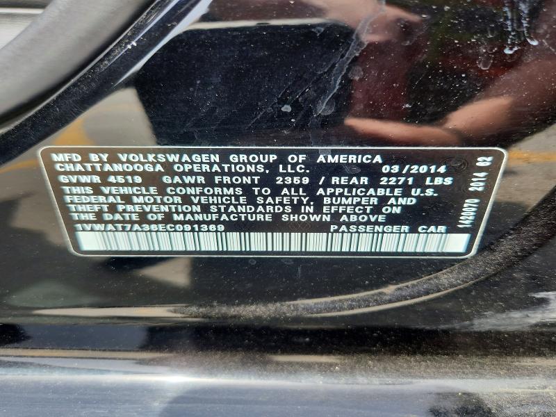 49303116 :رقم المزاد ، 1VWAT7A36EC091369 vin ، 2014 Volkswagen Passat مزاد بيع