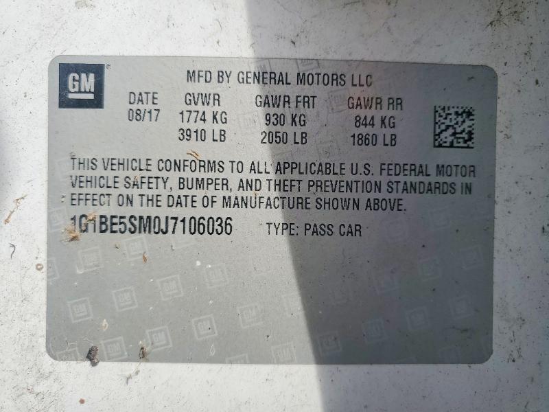 2018 Chevrolet Cruze მანქანა იყიდება აუქციონზე, vin: 1G1BE5SM0J7106036, აუქციონის ნომერი: 51866496