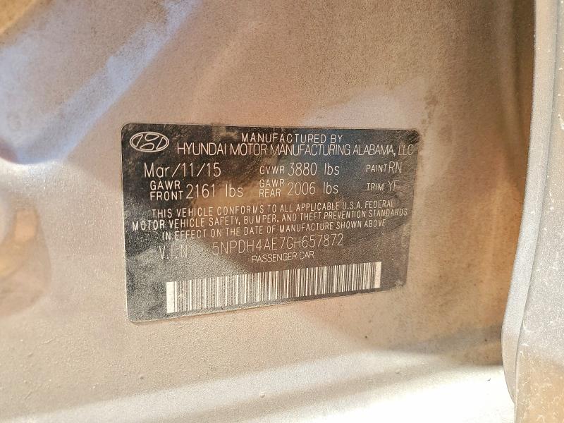 2016 Hyundai Elantra მანქანა იყიდება აუქციონზე, vin: 5NPDH4AE7GH657872, აუქციონის ნომერი: 51456176