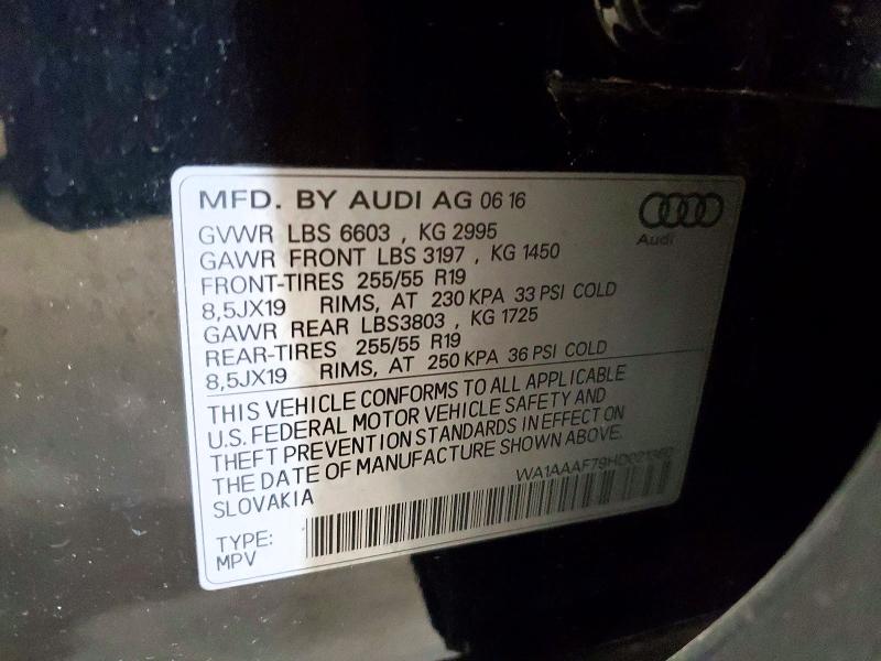 50286476 :رقم المزاد ، WA1AAAF79HD021360 vin ، 2017 Audi Q7 مزاد بيع