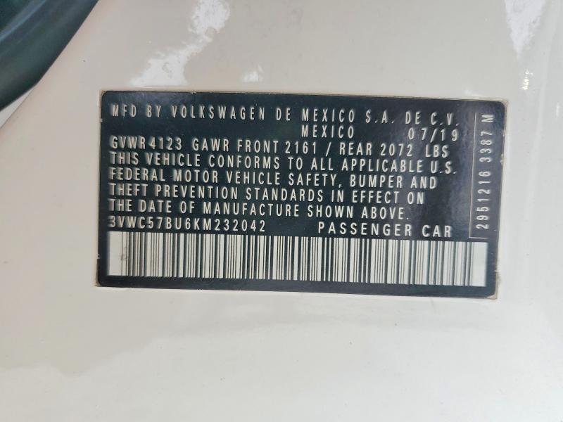 Продаж на аукціоні авто 2019 Volkswagen Jetta, vin: 3VWC57BU6KM232042, номер лоту: 48332406