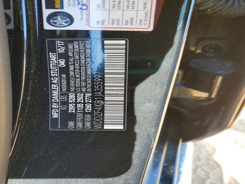 2018 Mercedes-benz E მანქანა იყიდება აუქციონზე, vin: WDDZF4KB1JA355997, აუქციონის ნომერი: 49234426