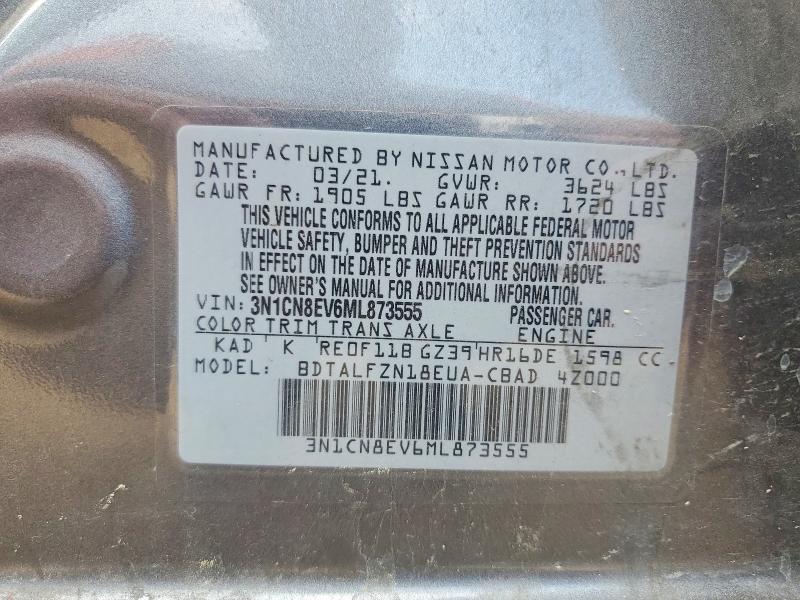Продажа на аукционе авто 2021 Nissan Versa, vin: 3N1CN8EV6ML873555, номер лота: 51115116