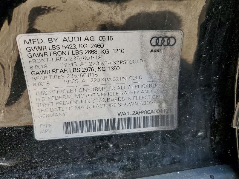 50938786 :رقم المزاد ، WA1L2AFP8GA004121 vin ، 2016 Audi Q5 مزاد بيع