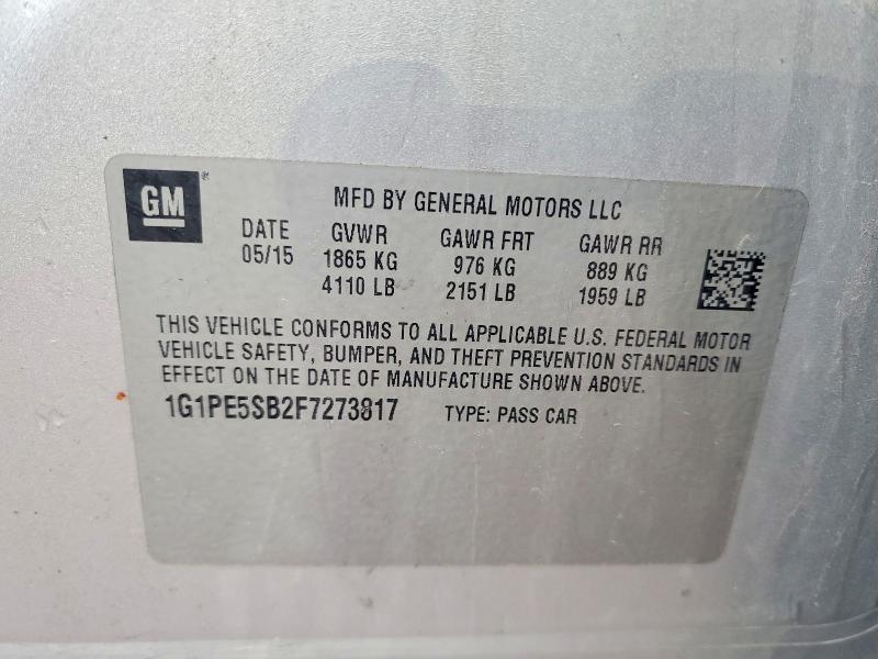 Продаж на аукціоні авто 2015 Chevrolet Cruze, vin: 1G1PE5SB2F7273817, номер лоту: 49301716