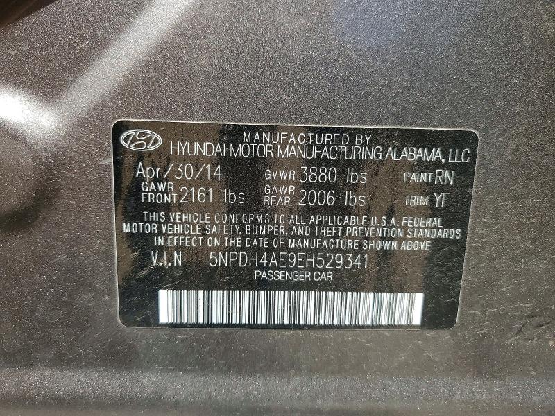 Aukcja sprzedaży 2014 Hyundai Elantra, vin: 5NPDH4AE9EH529341, numer aukcji: 51344396