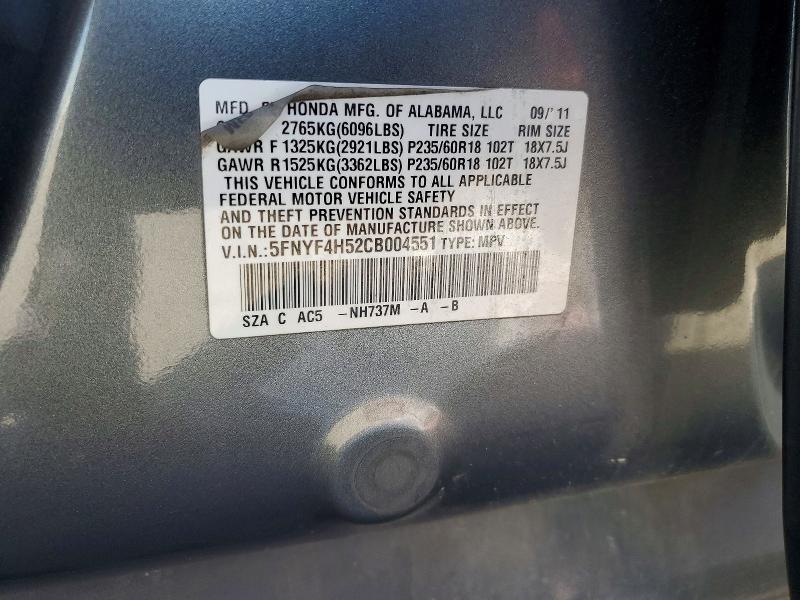 Продажа на аукционе авто 2012 Honda Pilot, vin: 5FNYF4H52CB004551, номер лота: 49512806