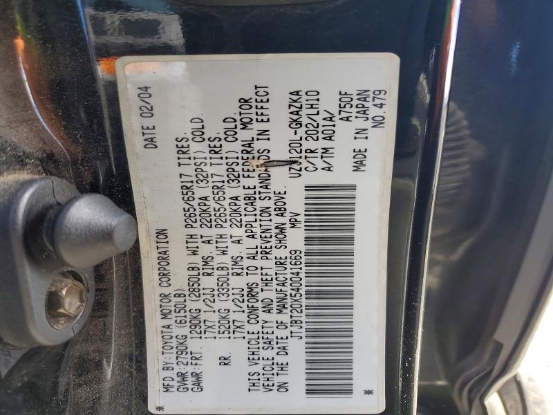 51162856 :رقم المزاد ، JTJBT20X540041669 vin ، 2004 Lexus Gx مزاد بيع