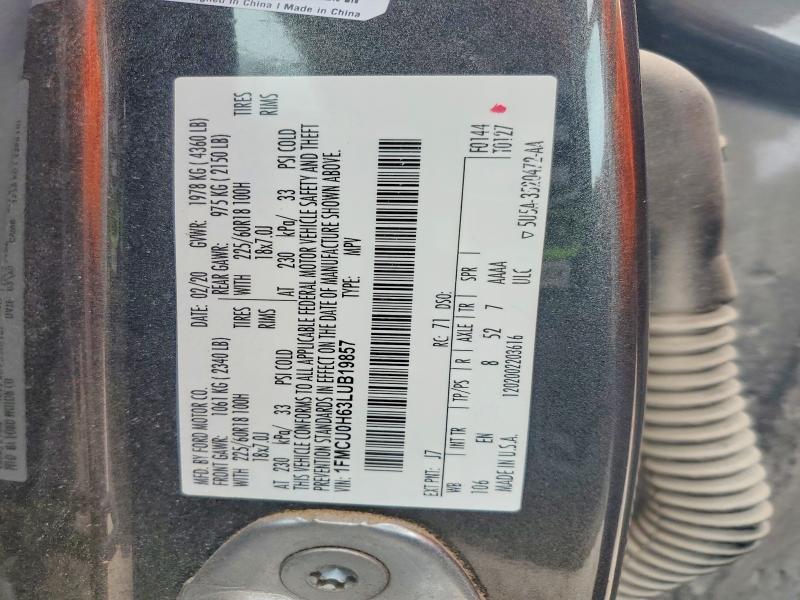 41630966 :رقم المزاد ، 1FMCU0H63LUB19857 vin ، 2020 Ford Escape مزاد بيع