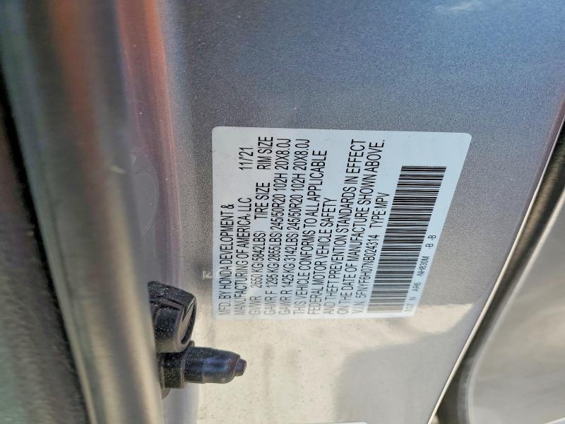 2022 Honda Pilot მანქანა იყიდება აუქციონზე, vin: 5FNYF6H07NB024314, აუქციონის ნომერი: 50831756