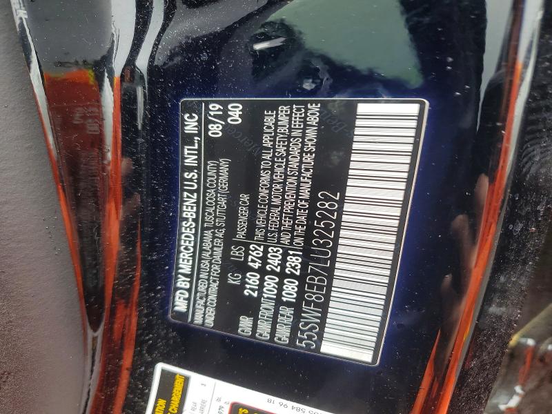 Auction sale of the 2020 Mercedes-benz C, vin: 55SWF8EB7LU325282, lot number: 50180816