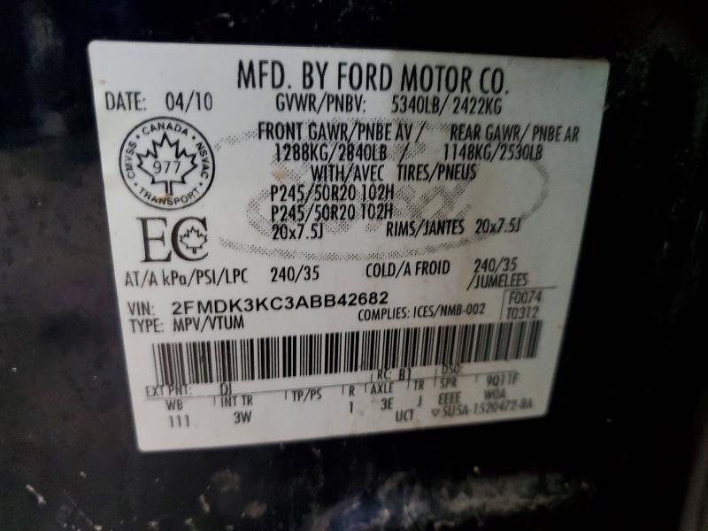 Продажа на аукционе авто 2010 Ford Edge, vin: 2FMDK3KC3ABB42682, номер лота: 47549976