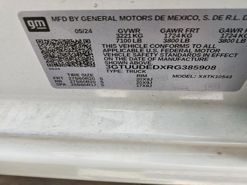 Aukcja sprzedaży 2024 Gmc Sierra, vin: 3GTUUDEDXRG385908, numer aukcji: 49262746
