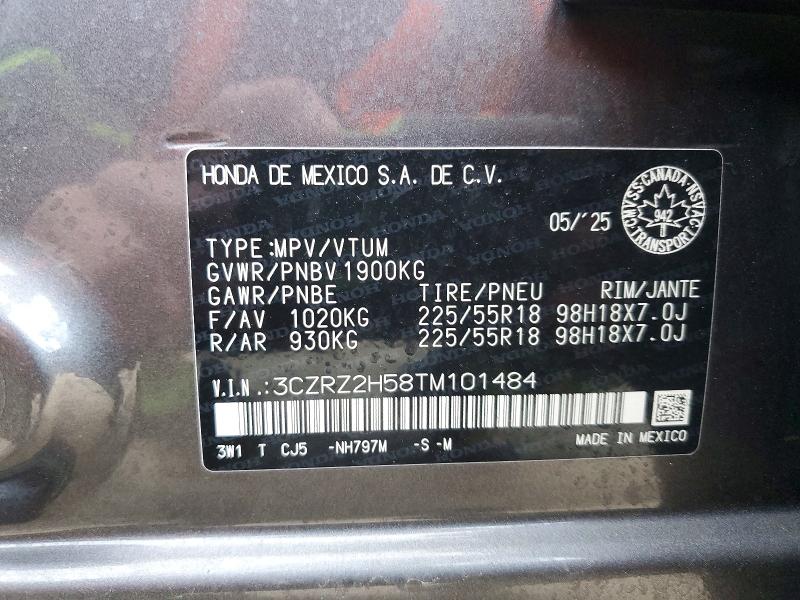Продаж на аукціоні авто 2026 Honda Hr-v, vin: 3CZRZ2H58TM101484, номер лоту: 50658476