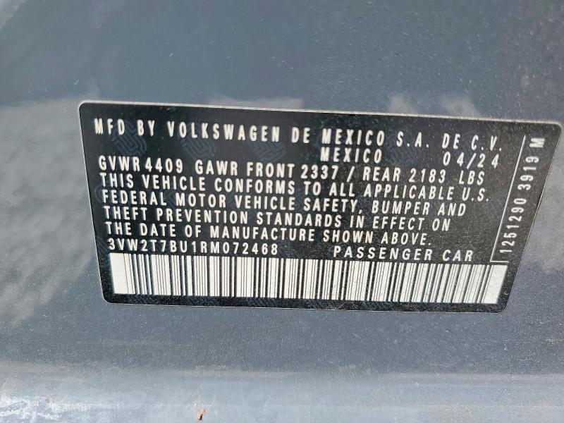 Aukcja sprzedaży 2024 Volkswagen Jetta, vin: 3VW2T7BU1RM072468, numer aukcji: 50992776