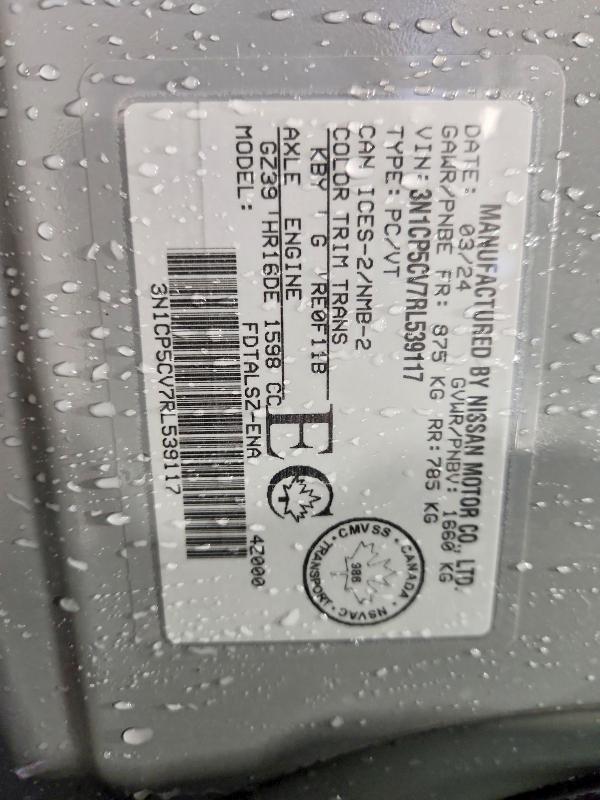 51497166 :رقم المزاد ، 3N1CP5CV7RL539117 vin ، 2024 Nissan Kicks مزاد بيع