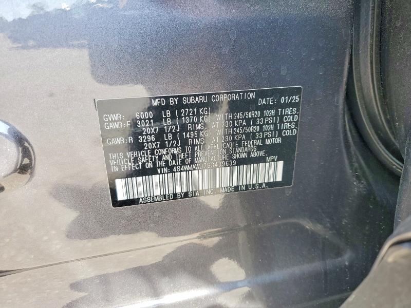 Aukcja sprzedaży 2025 Subaru Ascent, vin: 4S4WMAWD7S3409639, numer aukcji: 49819266