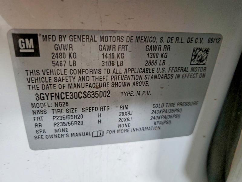 Продаж на аукціоні авто 2012 Cadillac Srx, vin: 3GYFNCE30CS635002, номер лоту: 50769396