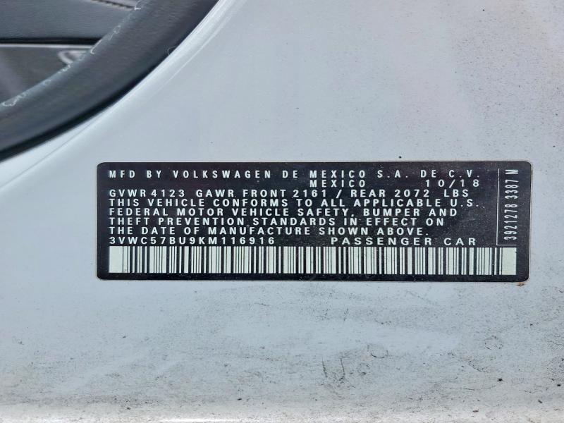 51485786 :رقم المزاد ، 3VWC57BU9KM116916 vin ، 2019 Volkswagen Jetta مزاد بيع