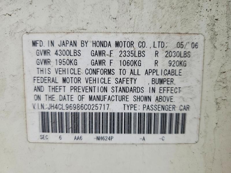 Продажа на аукционе авто 2006 Acura Tsx, vin: JH4CL96986C025717, номер лота: 51010036