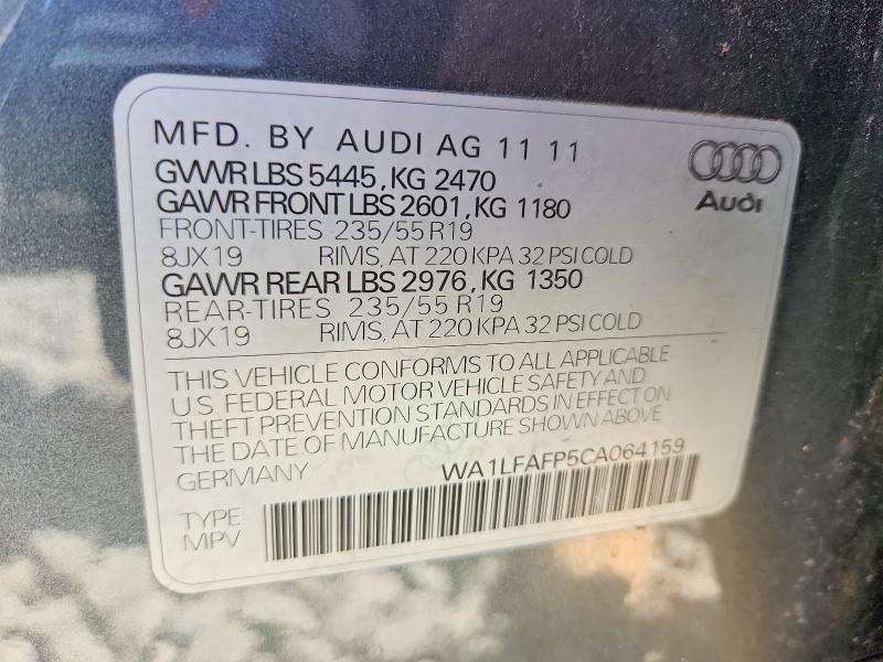 Продажа на аукционе авто 2012 Audi Q5, vin: WA1LFAFP5CA064159, номер лота: 50595376