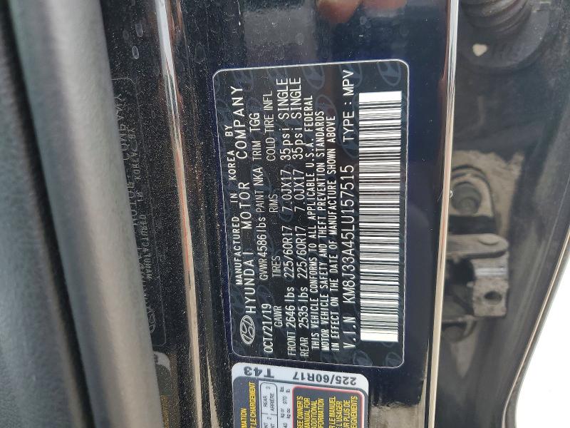 2020 Hyundai Tucson მანქანა იყიდება აუქციონზე, vin: KM8J33A45LU157515, აუქციონის ნომერი: 51702576