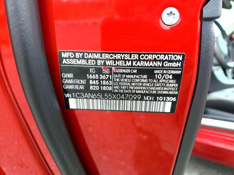 Продаж на аукціоні авто 2005 Chrysler Crossfire, vin: 1C3AN65L55X047099, номер лоту: 48466326