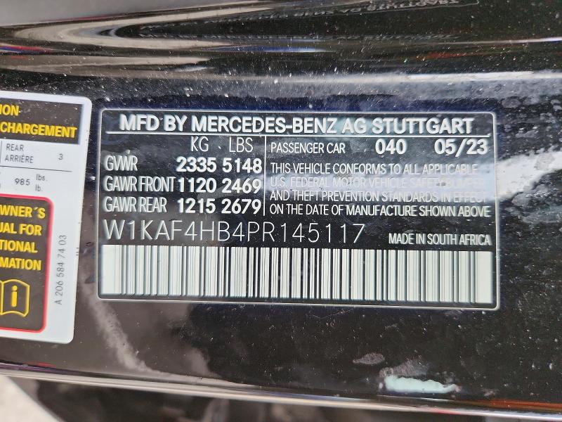 Продажа на аукционе авто 2023 Mercedes-benz C, vin: W1KAF4HB4PR145117, номер лота: 51778766