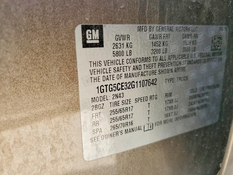 Auction sale of the 2016 Gmc Canyon, vin: 1GTG5CE32G1107642, lot number: 48702806