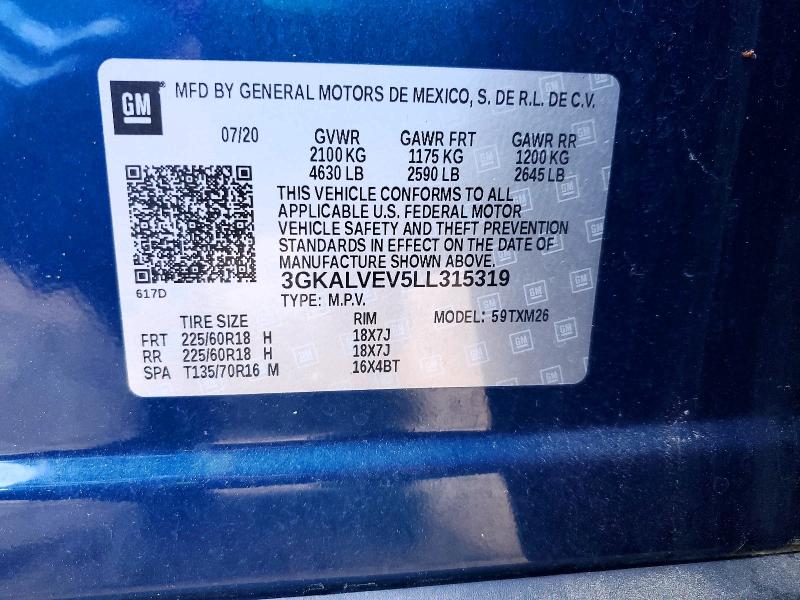 2020 Gmc Terrain მანქანა იყიდება აუქციონზე, vin: 3GKALVEV5LL315319, აუქციონის ნომერი: 49904646