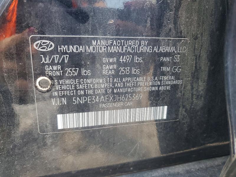 50716176 :رقم المزاد ، 5NPE34AFXJH625369 vin ، 2018 Hyundai Sonata مزاد بيع