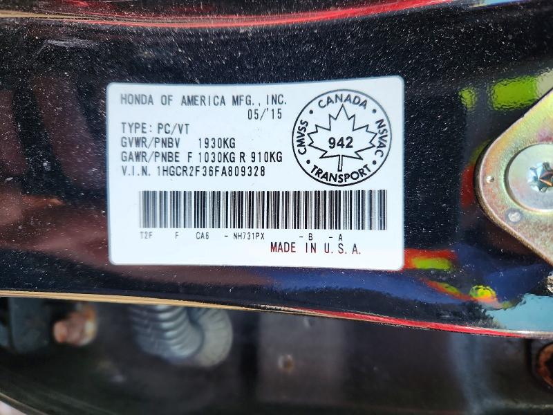 2015 Honda Accord მანქანა იყიდება აუქციონზე, vin: 1HGCR2F36FA809328, აუქციონის ნომერი: 49112776