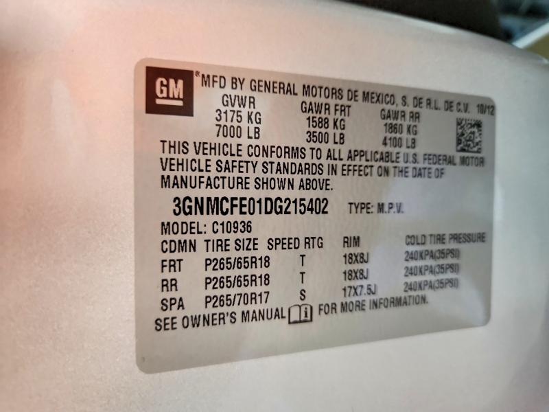 2013 Chevrolet Avalanche მანქანა იყიდება აუქციონზე, vin: 3GNMCFE01DG215402, აუქციონის ნომერი: 50750966