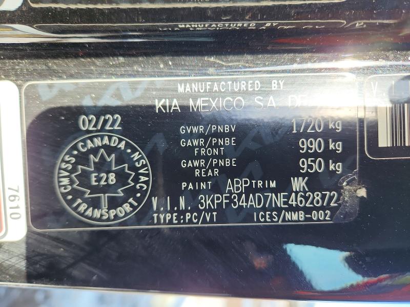 Продаж на аукціоні авто 2022 Kia Forte, vin: 3KPF34AD7NE462872, номер лоту: 47977476