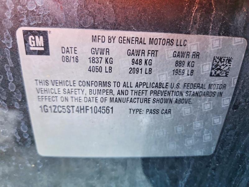 Продаж на аукціоні авто 2017 Chevrolet Malibu, vin: 1G1ZC5ST4HF104561, номер лоту: 48587606