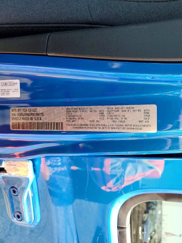 2024 Jeep Wrangler მანქანა იყიდება აუქციონზე, vin: 1C4RJXN60RW194775, აუქციონის ნომერი: 49178846