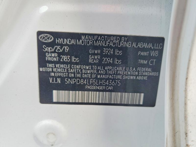 48801946 :رقم المزاد ، 5NPD84LF5LH543675 vin ، 2020 Hyundai Elantra مزاد بيع