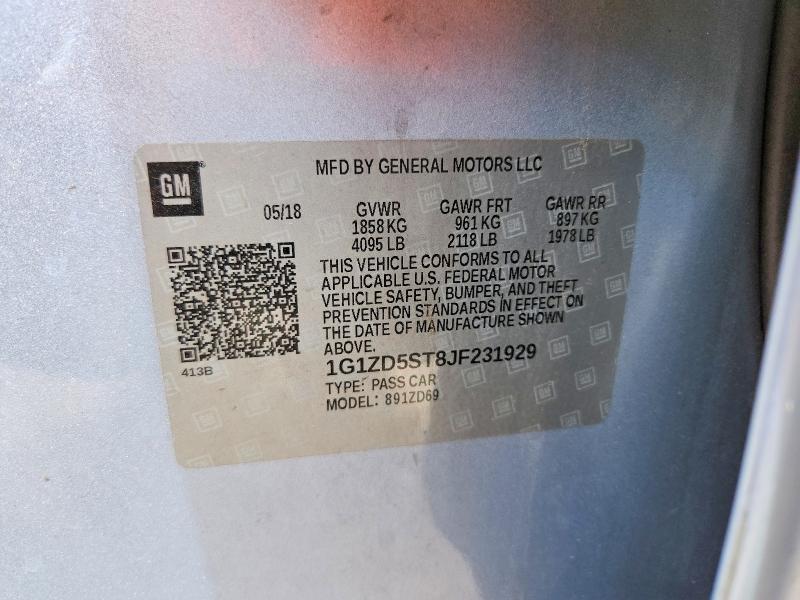 2018 Chevrolet Malibu მანქანა იყიდება აუქციონზე, vin: 1G1ZD5ST8JF231929, აუქციონის ნომერი: 52075926