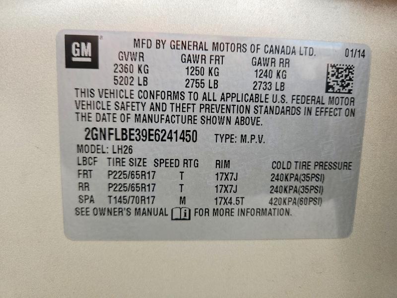 2014 Chevrolet Equinox მანქანა იყიდება აუქციონზე, vin: 2GNFLBE39E6241450, აუქციონის ნომერი: 49682796