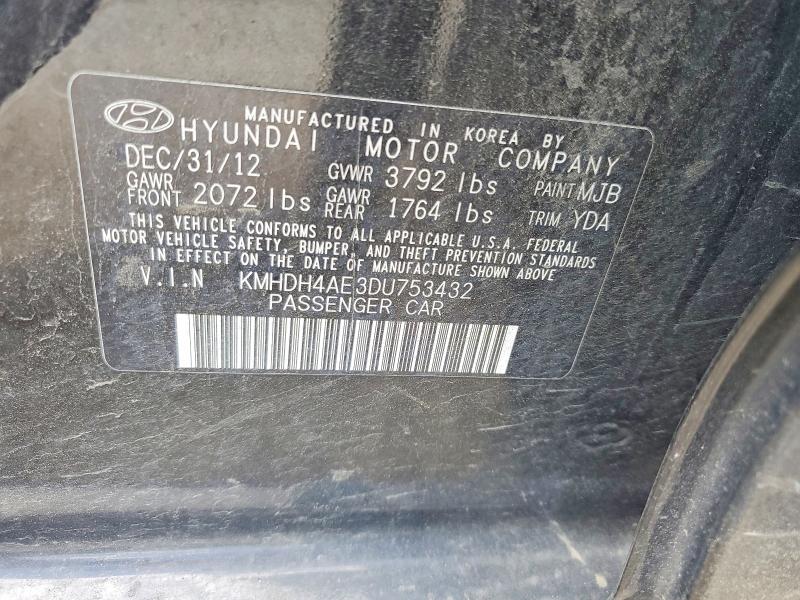 Продажа на аукционе авто 2013 Hyundai Elantra, vin: KMHDH4AE3DU753432, номер лота: 50188986