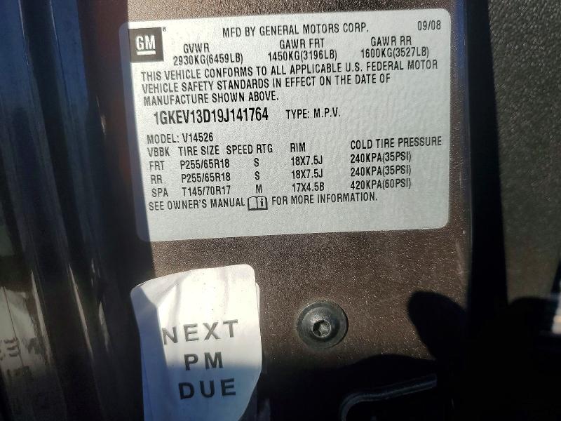 Aukcja sprzedaży 2009 Gmc Acadia, vin: 1GKEV13D19J141764, numer aukcji: 51608406