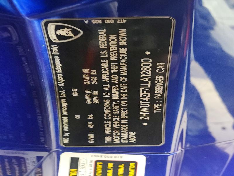 Aukcja sprzedaży 2020 Lamborghini Huracan, vin: ZHWUT4ZF7LLA12800, numer aukcji: 47965726