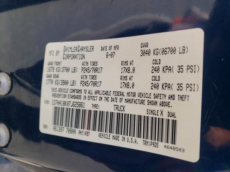 Продажа на аукционе авто 2007 Dodge Ram 1500, vin: 1D7HA18K07J625861, номер лота: 49341166