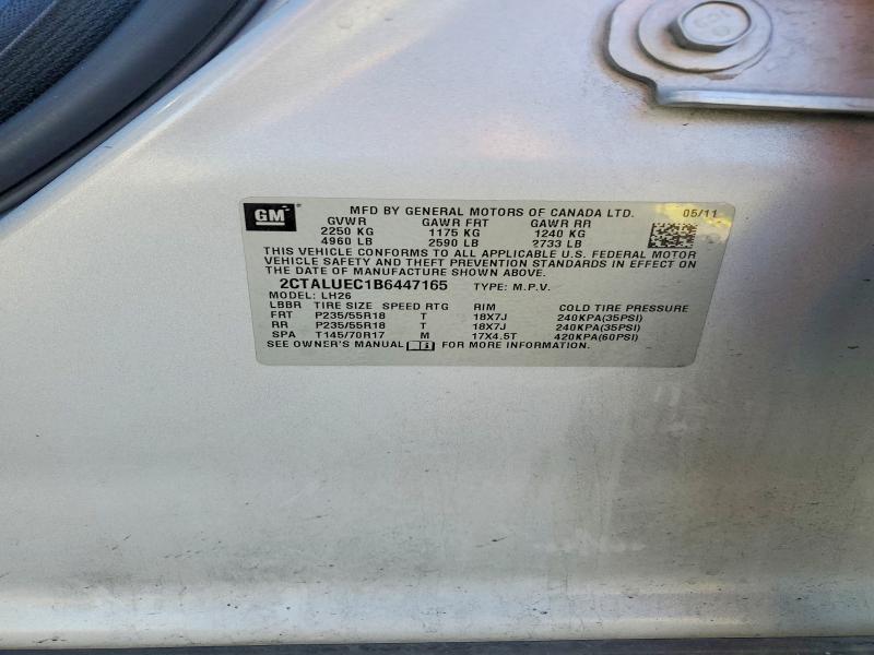 50161576 :رقم المزاد ، 2CTALUEC1B6447165 vin ، 2011 Gmc Terrain مزاد بيع